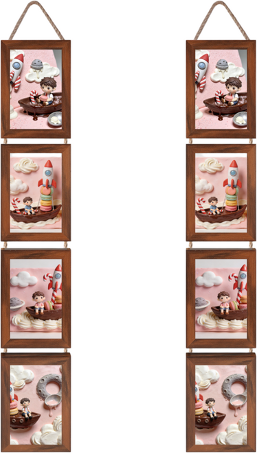 Olivet 인테리어 액자 벽걸이 탁상용 겸용 무타공 사진틀, 1개, 갈색