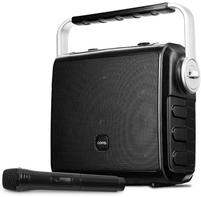 고출력 Hi-Fi 이동형 블루투스 앰프 스피커 충전식 무선마이크 야외 버스킹 AUX USB FM라디오 이동식 엠프