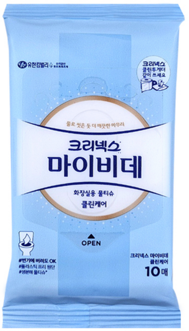 마이비데 클린케어 화장실용 물티슈 휴대형, 55g, 10매, 45개