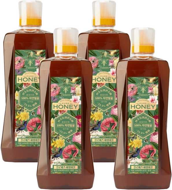 플로비즈 시그니처 야생화꿀 2kg 베트남 자연벌꿀, 4개