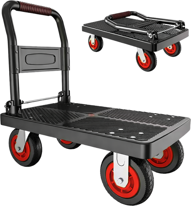 원하트 ONE HEART 튼튼한 특대형 600x900 접이식 핸드카트 손수레 강력한 하중 무소음 구루마 최대하중 1100kg, 블랙대형900mm x 600mm, 1개
