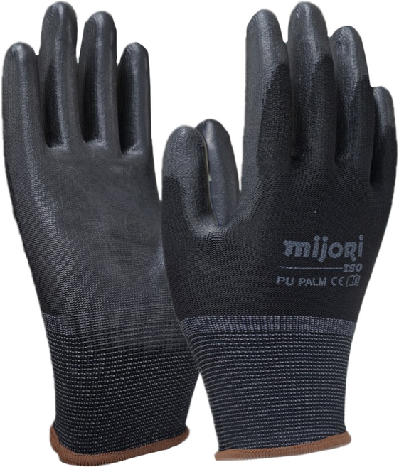 미조리 PU 장갑 작업용 미끄럼방지 반코팅, 검정, 20개