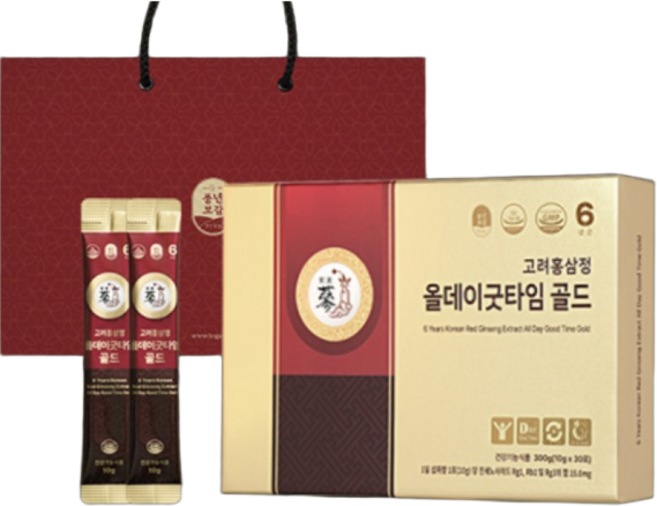 풍년보감 6년근 고려홍삼정 올데이굿타임 골드 30포 세트 + 쇼핑백, 300g, 3세트