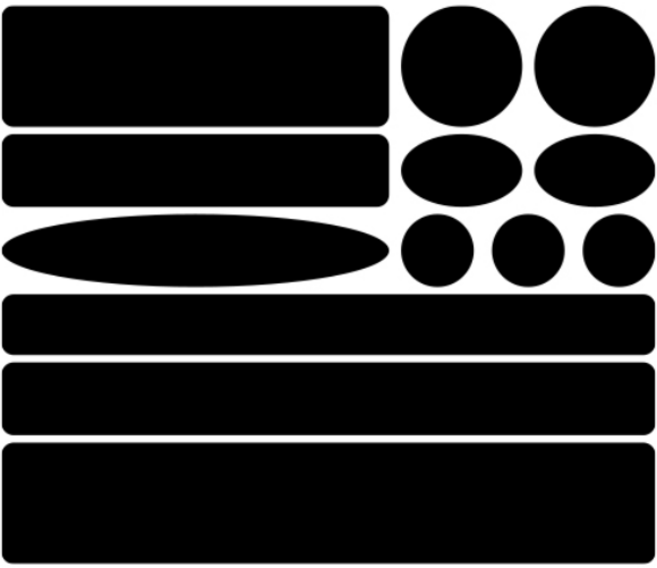 자동차 스크래치 땜빵 스티커 / 흠집 문콕 커버 / 13P 다양한 규격, 1세트, 유광블랙
