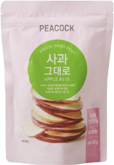 피코크 사과 그대로 30g (사과 100%) [중량 67% 증가], 1개