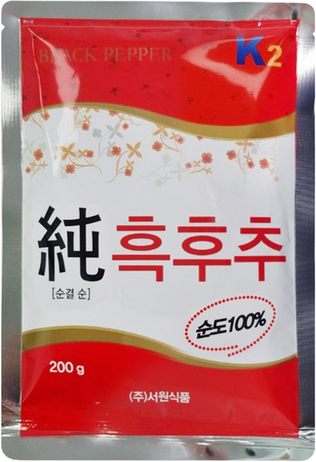 순흑후추 k2 순도100% 200g 흑후추가루 분말 후춧가루 블랙 페퍼 흑후추, 1개