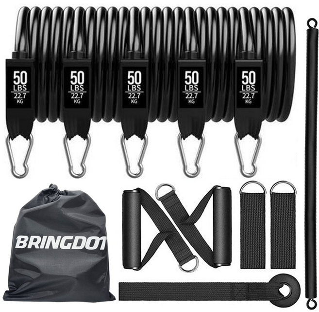 브링닷 튜빙밴드 밴드그립바 풀 세트, 250lb 세트 + 튜빙밴드스틱, 1개