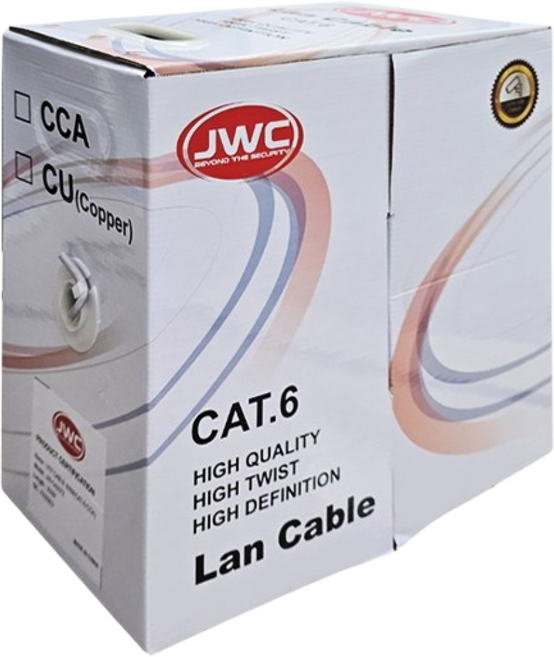 [JWC] CAT.6 UTP 랜케이블 박스 CCA 300M 랜선 인터넷선 시공용, 1개