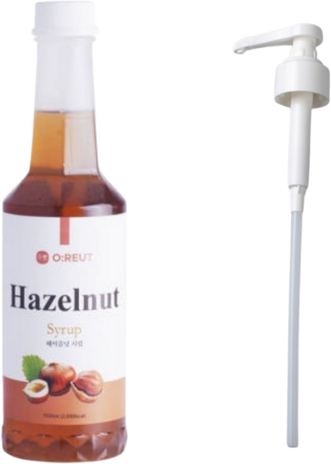 오릇 헤이즐넛시럽 카페 시럽 업소용 대용량 전용 펌핑기 증정, 1개, 1L