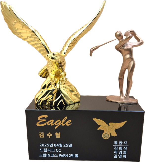 상패팡팡 골프트로피 홀인원트로피 싱글패 이글패 홀인원기념패 홀인원패017, 1개, 골드