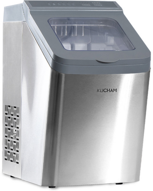 쿠참 올스텐 자동세척 가정용 캠핑용 업소용 제빙기 17kg, 실버 (silver)