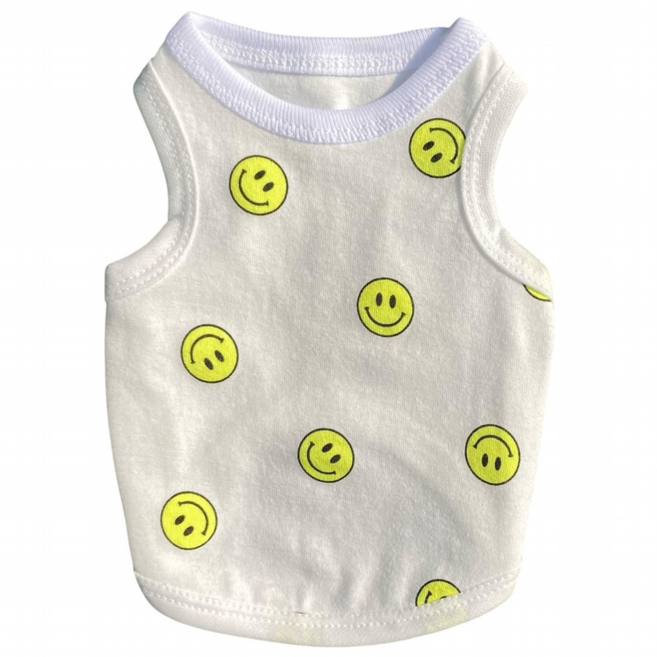 쏭바이펫 강아지옷 스마일 나시티셔츠 S-2XL, 옐로우, 1개