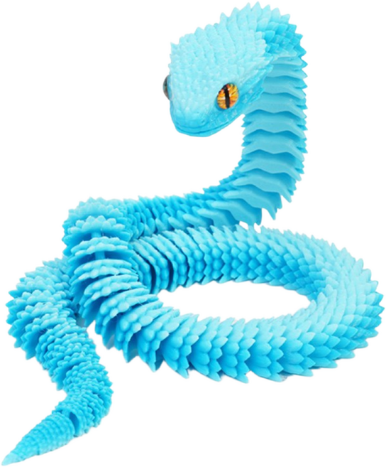 푸른 뱀 모형 인형 자유관절 3D프린터 선물 소품, 40cm, 스카이블루, 1개