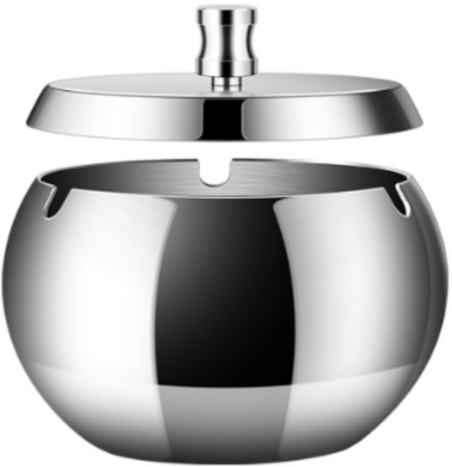 비오엠 냄새차단 스테인리스 재떨이 대형, 1개, 실버