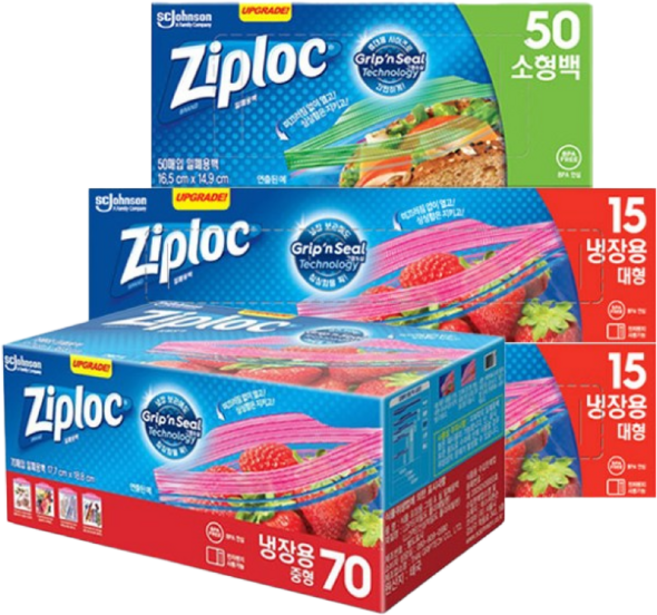 지퍼락 지퍼백 그립앤실 냉장용 대형 30p + 중형 70p + 소형 50p 세트, 1세트, 혼합