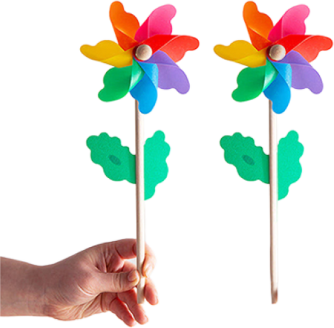 [데코봉봉] 무지개 바람개비 2P 야외 카페 마당 화단 테라스 조경용 정원 꾸미기 캠핑장 장식 소품 어린이집 유치원 장식 인테리어