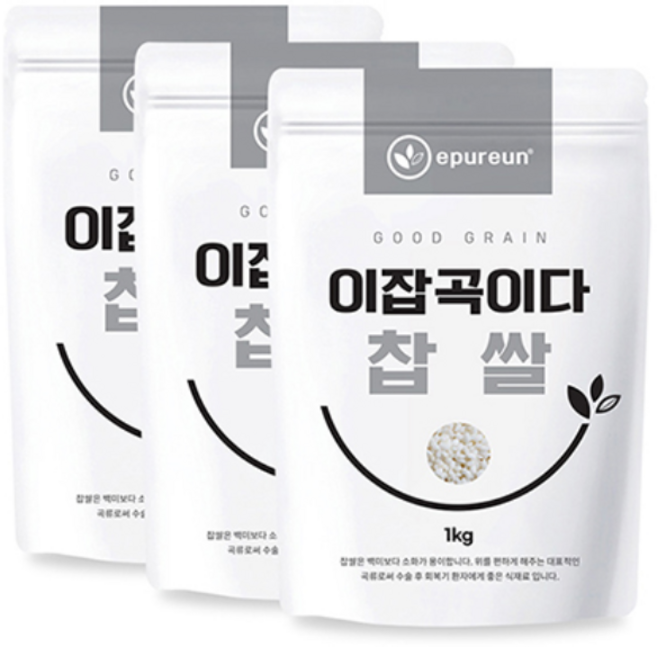25년 햇 국산 찹쌀 1kg x 3봉, 3개