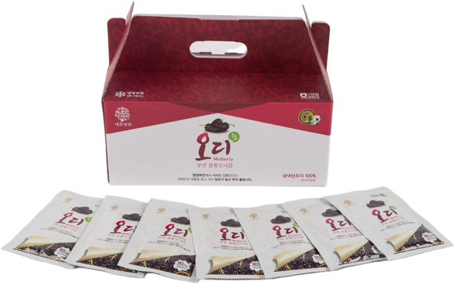 (무료배송)내츄럴팜 영농조합법인 국내산 100% 부안 참뽕 오디즙 80ml x 30봉, 30개