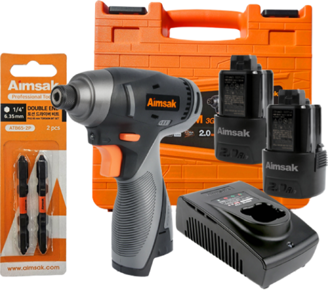 아임삭 임팩드릴 AI414M3G 충전임팩드라이버 + 배터리2개 충전기1개 비트2개 케이스 풀세트, 1개