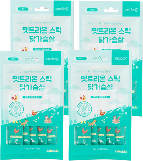 펫트리온 스틱 강아지 고양이 간식 4p, 닭, 50g, 4개