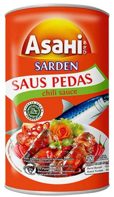 Sarden Kaleng Asahi Sardines Saus Pedas 아사히 정어리 통조림 쁘다스, 10개, 155g