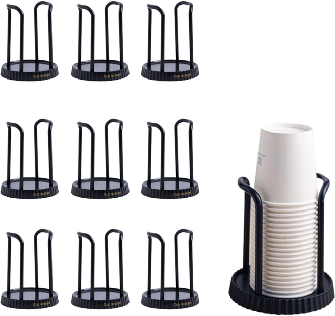 로에드 종이컵 디스펜서 일회용 종이컵 홀더 거치대, 10개, 블랙 종이컵홀더