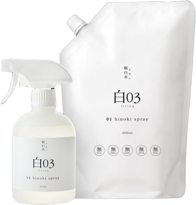 순백수 히노키 스프레이 500ml + 2L, 1개, 2.5L
