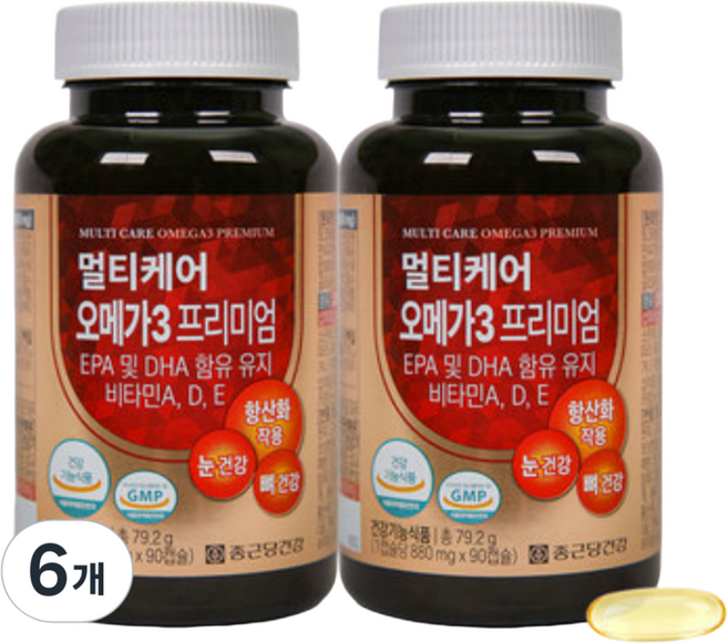 [종근당건강] 멀티케어 오메가3 프리미엄 880mg x 1병(총 3개월분) /비타민E/비타민A/비타민D, 90정, 6개