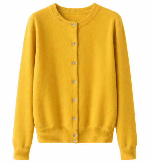 솔린 여성 봄 부드러운 기본핏 라운드 니트 가디건