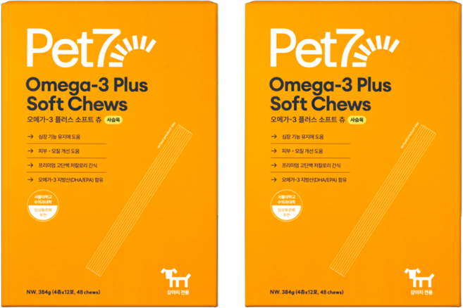 펫세븐 강아지 오메가3 플러스 소프트 츄 영양간식, 사슴육, 384g, 2개