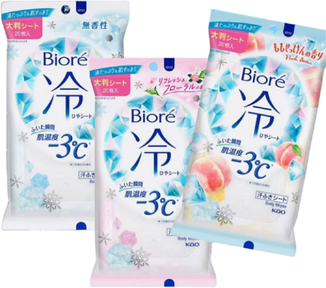 비오레 냉시트 20매 3개세트 비오레파우더시트 비오레쿨링시트 무향 복숭아향 피치향 플로랄향 바디시트 땀티슈, 3개