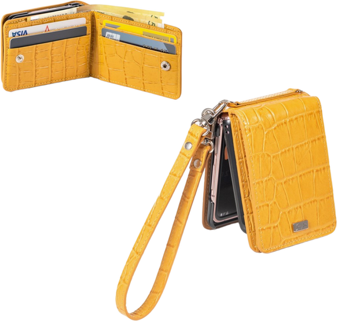 본아띠 METIS 천연소가죽 크로커다일 악어 지갑 갤럭시 Z플립4 케이스