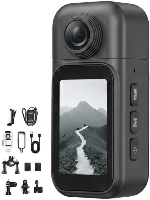 RUNHome 4k 초소형 액션캠 WiFi 바디캠 유튜브 오토바이 자전거, 블랙, 32GB 메모리