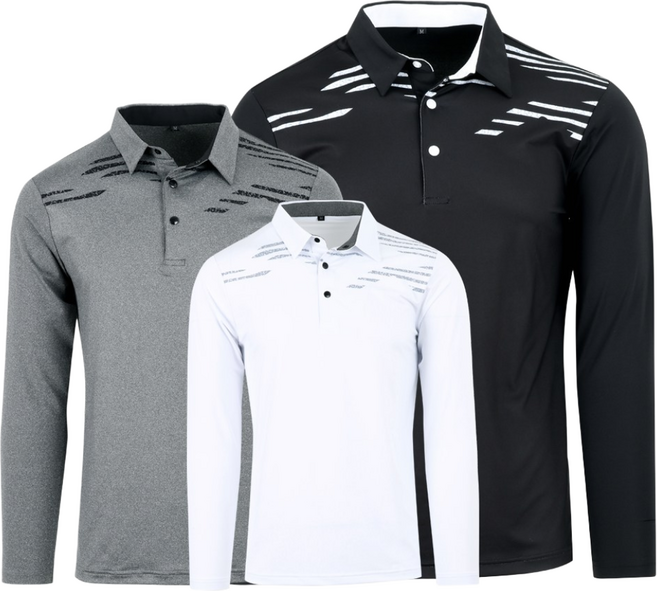 루센 춘추용 남성 물결나염 스판 카라티셔츠 BM-754