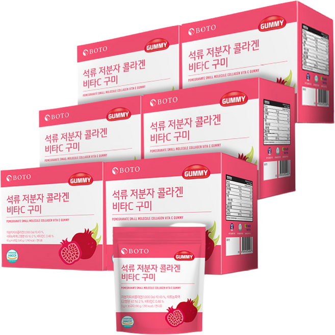 보뚜 석류 저분자 콜라겐 비타C 구미 30구미x6개입, 30정, 6박스