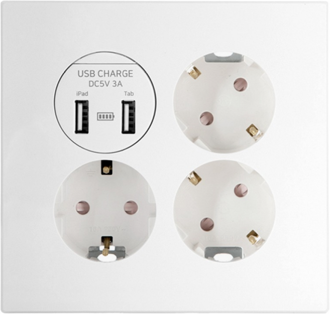 틸인스 화이트 USB 2포트+3구 콘센트