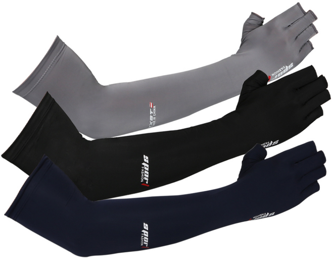 (1+1 구성)소확행 UV 반장갑 쿨토시 자외선차단 손가락 팔토시 손목 손등 스포츠 운전 자전거 라이딩, 그레이+블랙, 1개