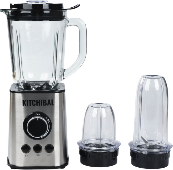KITCHIBAL 유리 믹서기 1.5L 대용량 얼음 분쇄 가정용 블렌더 휴대용컵 분쇄컵 포함 다기능, TB003-3
