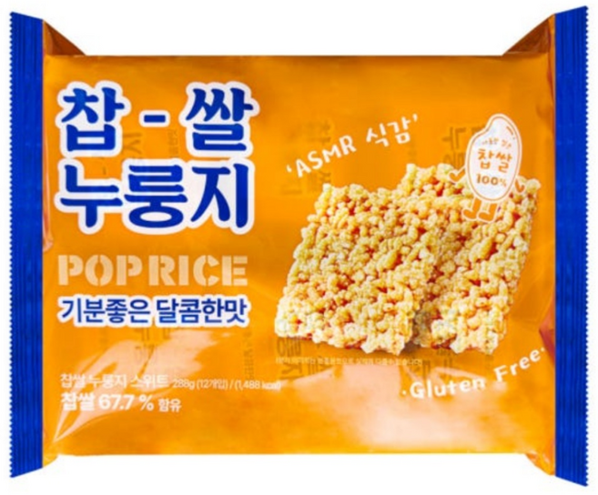 찹쌀 누룽지 스위트 팝 라이스 과자, 10개, 288g