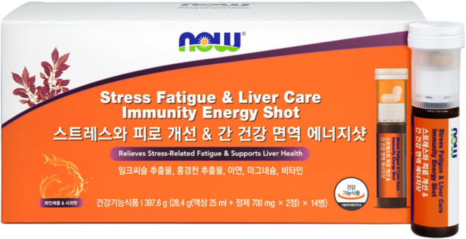 나우푸드 스트레스와 피로 개선 & 간 건강 면역 올인원 에너지샷 14개입, 14정, 397.6g, 1개