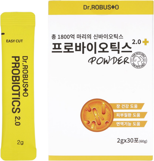 닥터로브스토 신바이오틱스 강아지 유산균 고양이 영양제 구토 설사 반려동물 면역력 장 건강 반려견 반려묘 30p, 30회분, 장건강/유산균, 1개