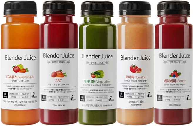 클렌즈주스 3일 집중 5종 15병 휴롬 NFC 착즙100% 국내산 비가열 CCA ABC 당근 비트 케일 딸기 토마토 블렌더주스, 30개, 210ml