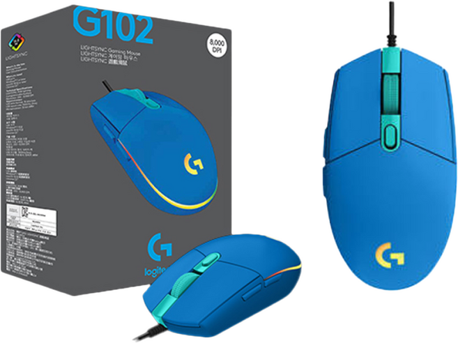 로지텍 G102 2세대 LIGHTSYNC 게이밍 유선마우스, 2년 A/S 로지텍 G102 정품 박스, BLUE(블루)