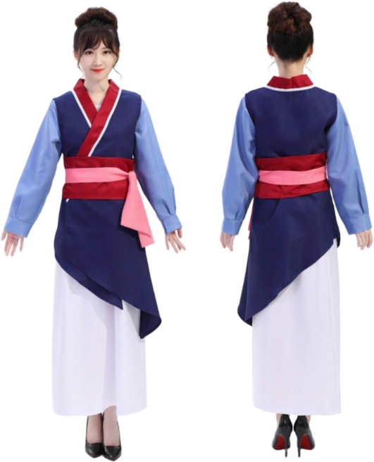 뮬란 코스프레 의상 세트 디즈니 공주 스타일 화목란 코스튬 반티 졸업 체육대회 사진 촬영 할로윈 쿵푸 무술 도복 장군 검객 협객 F-6033