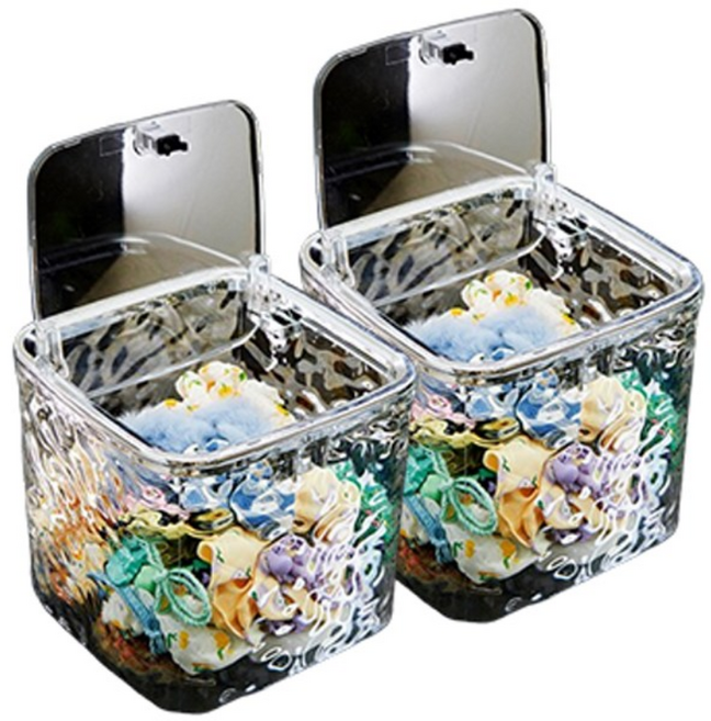 레디박스 세제 캡슐 다용도 사각 소품 보관 뚜껑형 정리함, 2개, 그레이 대