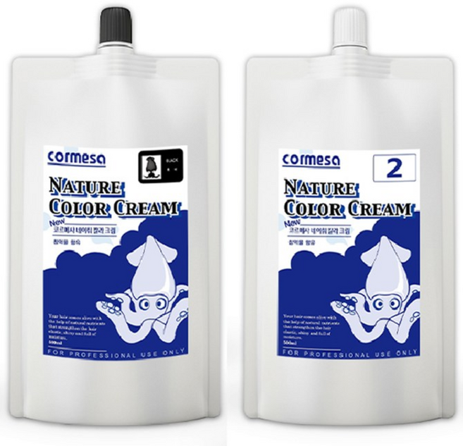 코르메사 오징어먹물 염색약 1제500g+2제500g 대용량 저자극 셀프 새치커버, 어두운갈색(다크브라운), 1개