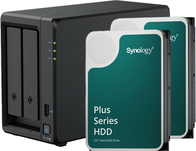 시놀로지 나스 DS725+ NAS 2베이 8TB (HAT3300-4TBx2) 정품하드포함 레이드구성 무료지원