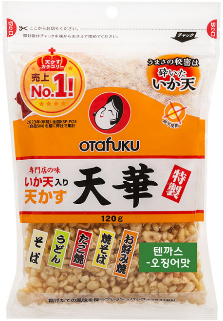 오타후쿠 텐까스 우동 후레이크 튀김가루 고명 떡볶이 일식 오징어맛 (대용량) 120g 1개