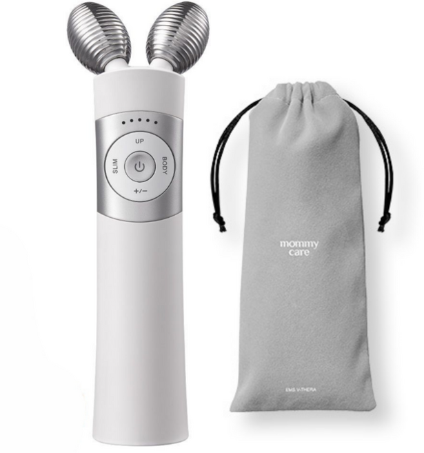 마미케어 홈케어 뷰티 디바이스 얼굴 마사지기 EMS 브이쎄라 파우치 증정, 화이트, HW-0803