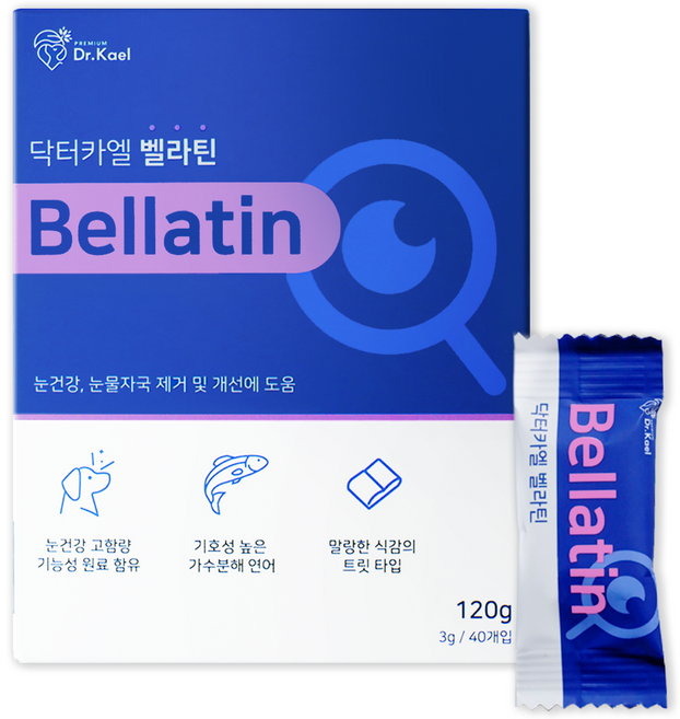 닥터카엘 벨라틴 강아지 영양제 고함량, 1개, 눈물개선/눈건강, 40정